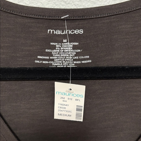 Maurices Mocha Long Sleeve Top Women’s Size: Medium NWT - Picture 3 of 4